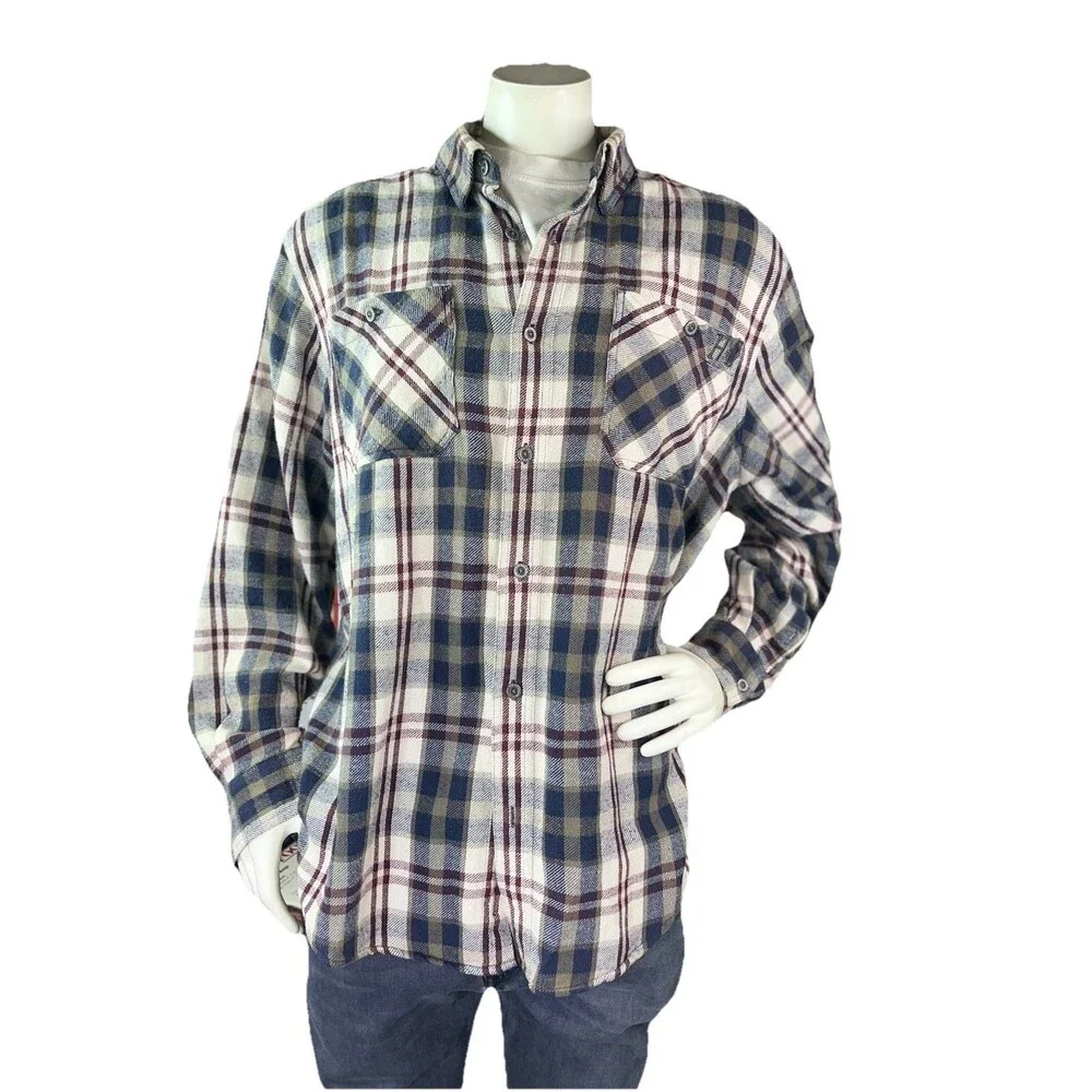 Vintage Harley Davidson Mens XL Flannel Plaid Double Pocket Board Rockabilly